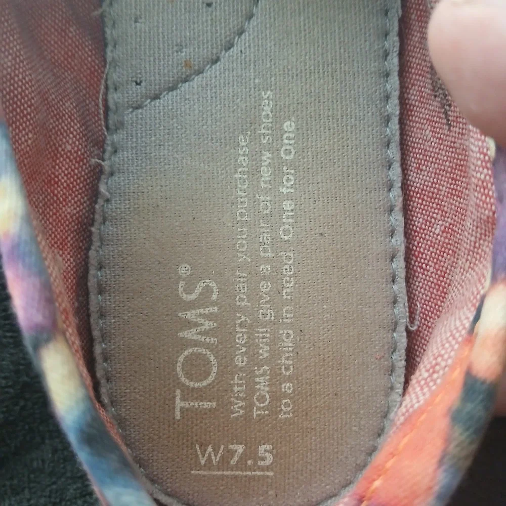 TOMS Women's Floral Canvas Slip On Shoes Flats‎ Size 7.5